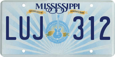 MS license plate LUJ312