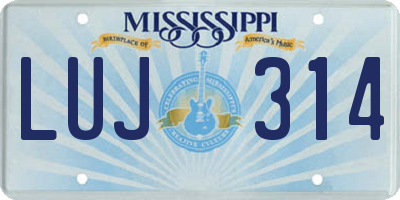MS license plate LUJ314