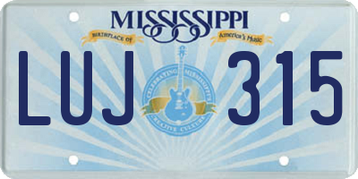 MS license plate LUJ315