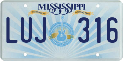MS license plate LUJ316