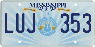 MS license plate LUJ353