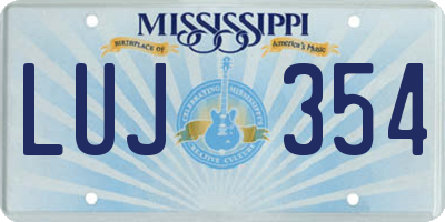 MS license plate LUJ354