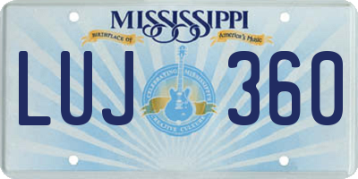 MS license plate LUJ360