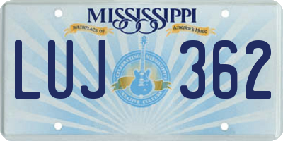 MS license plate LUJ362