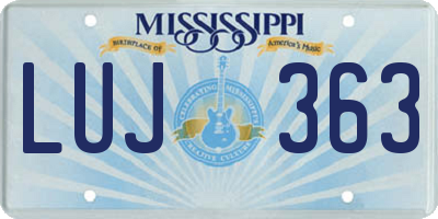 MS license plate LUJ363