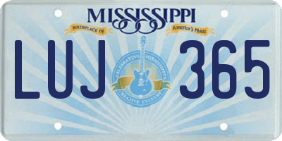 MS license plate LUJ365
