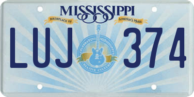 MS license plate LUJ374