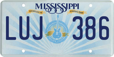 MS license plate LUJ386