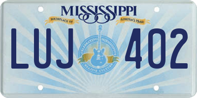 MS license plate LUJ402