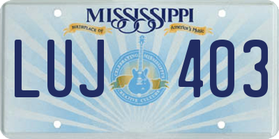 MS license plate LUJ403