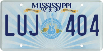 MS license plate LUJ404