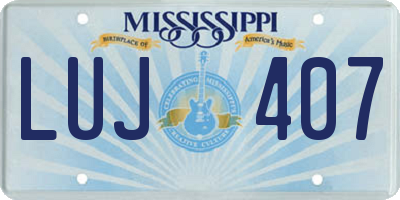 MS license plate LUJ407