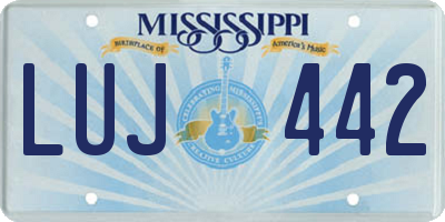 MS license plate LUJ442