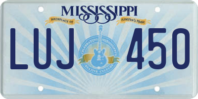MS license plate LUJ450
