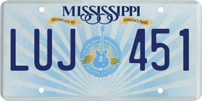 MS license plate LUJ451
