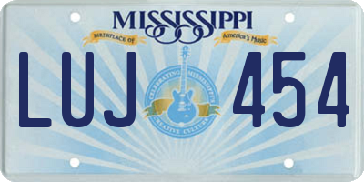 MS license plate LUJ454