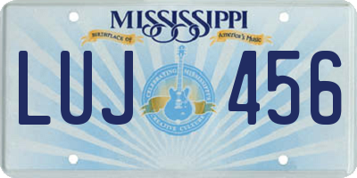 MS license plate LUJ456
