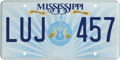 MS license plate LUJ457