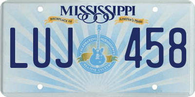 MS license plate LUJ458