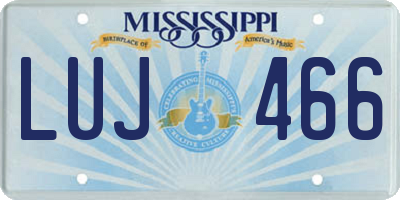 MS license plate LUJ466