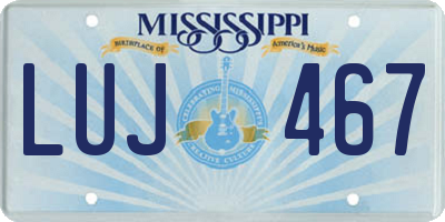 MS license plate LUJ467
