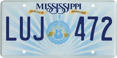 MS license plate LUJ472