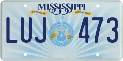 MS license plate LUJ473