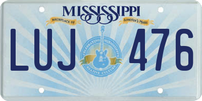 MS license plate LUJ476