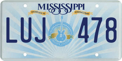MS license plate LUJ478