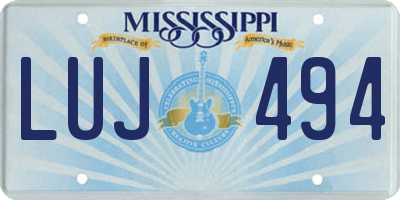 MS license plate LUJ494