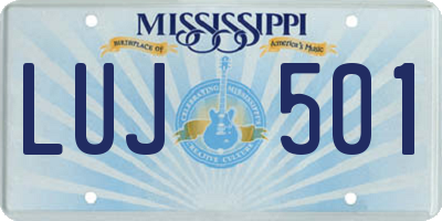MS license plate LUJ501