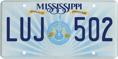 MS license plate LUJ502
