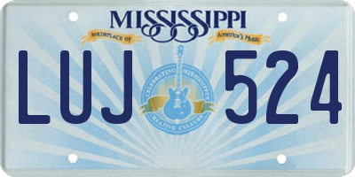MS license plate LUJ524