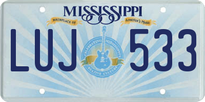 MS license plate LUJ533
