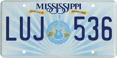 MS license plate LUJ536