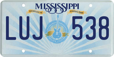 MS license plate LUJ538