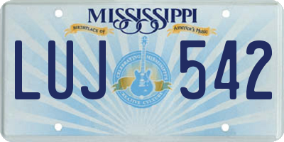 MS license plate LUJ542