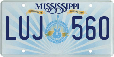 MS license plate LUJ560