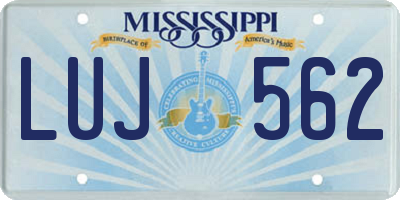 MS license plate LUJ562