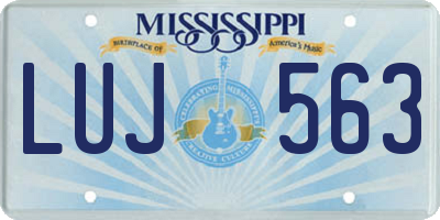 MS license plate LUJ563