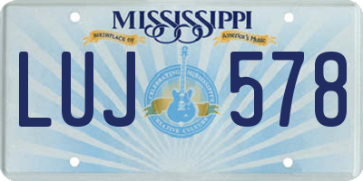MS license plate LUJ578