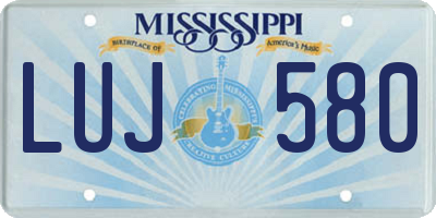 MS license plate LUJ580