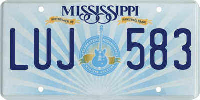 MS license plate LUJ583