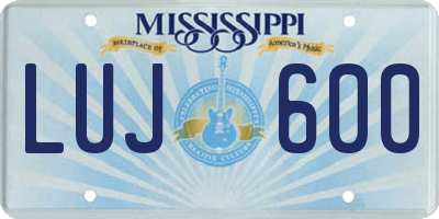 MS license plate LUJ600