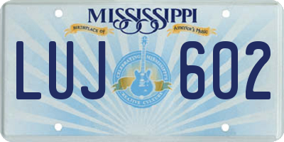 MS license plate LUJ602