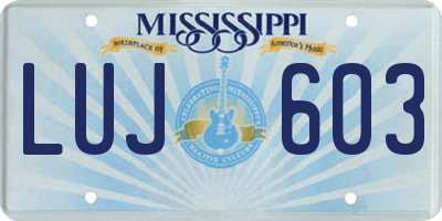 MS license plate LUJ603