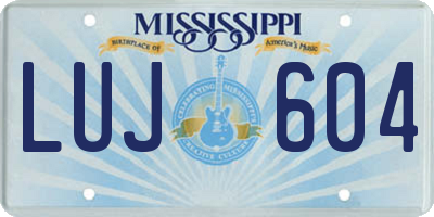 MS license plate LUJ604