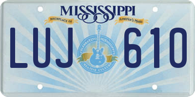MS license plate LUJ610