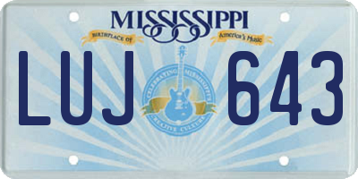 MS license plate LUJ643
