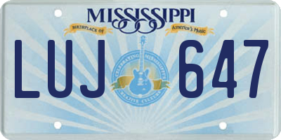 MS license plate LUJ647